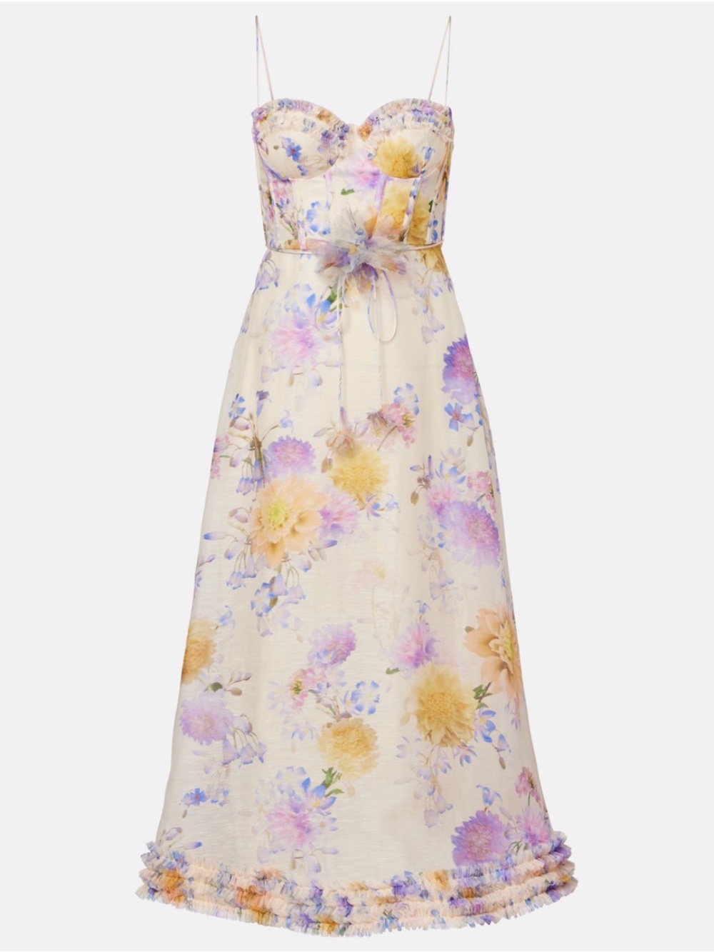 Zimmermann Luna floral linen and silk midi dress Size 4, US 12